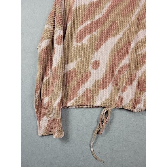 Code X Mode Pink Brown Waffle Knit LS Tie Front Sweater Women's Plus XXL Stretch - Picture 5 of 12